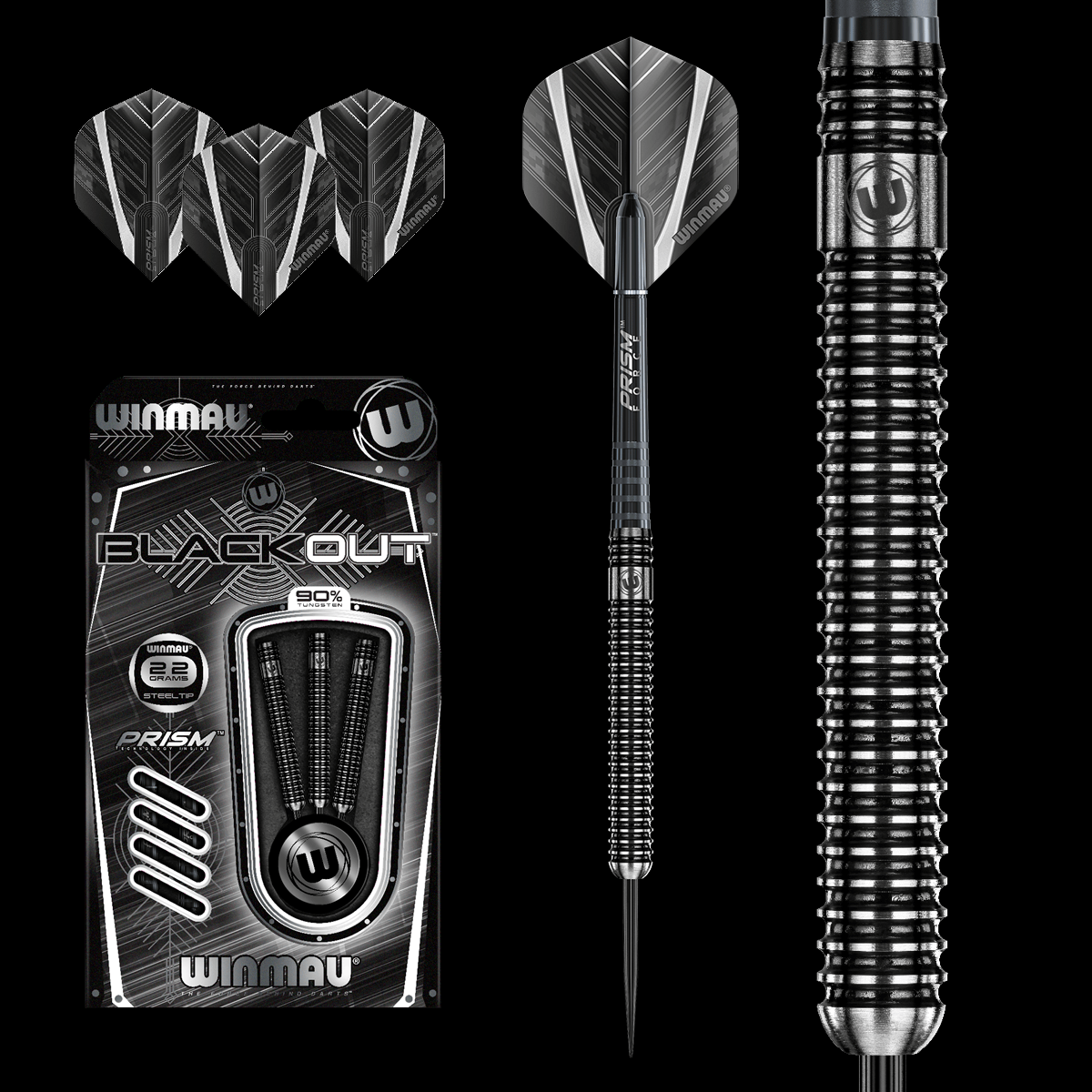 Winmau Blackout (Parralel) 90% Tungsten Darts - 21g to 28g