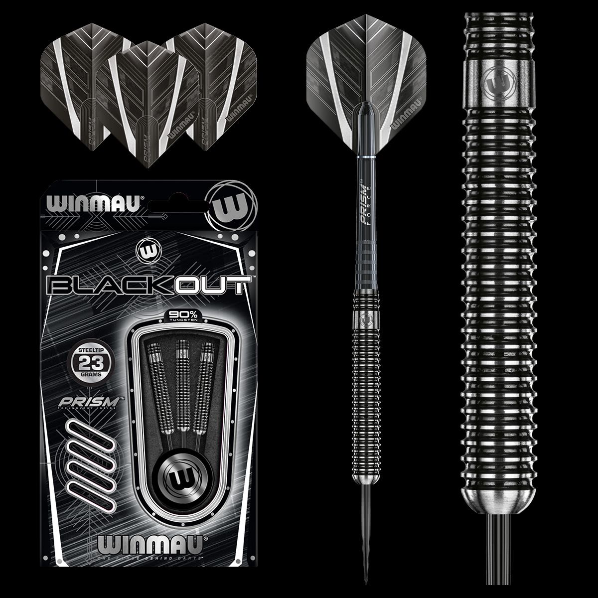 Winmau Blackout (Parralel) 90% Tungsten Darts - 21g to 28g