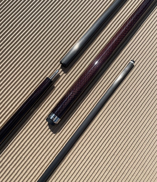 12.5mm Jumart Carbon Fibre Pool Cue - Pro Taper - Dark Burgundy
