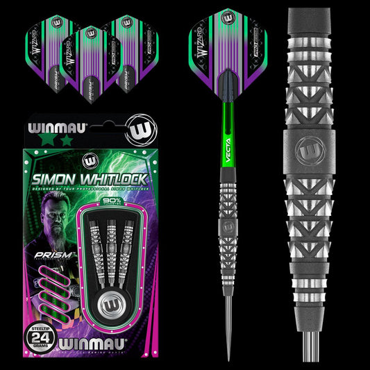 Winmau Simon Whitlock Shot Blast Atomised Grip 90% Tungsten Darts - 22g / 24g