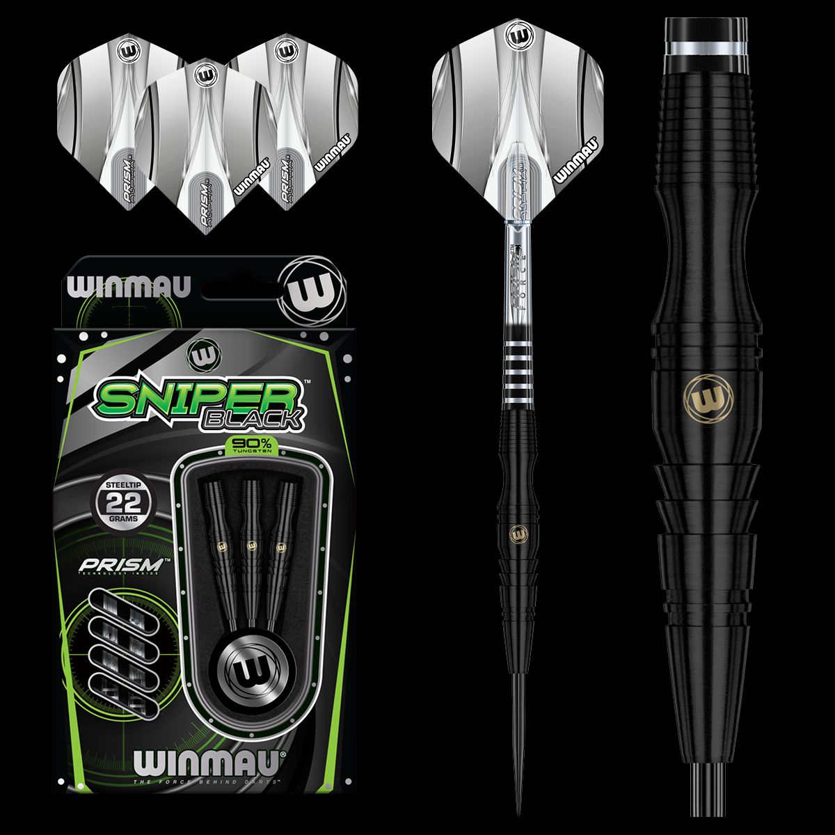 Winmau Sniper Black 90% Tungsten Darts - 22g / 24g