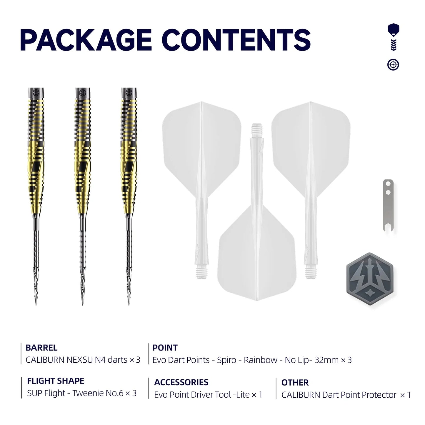 Caliburn - Nexus N4 Steel Tip Darts - 95% Tungsten Darts - 21g / 23g