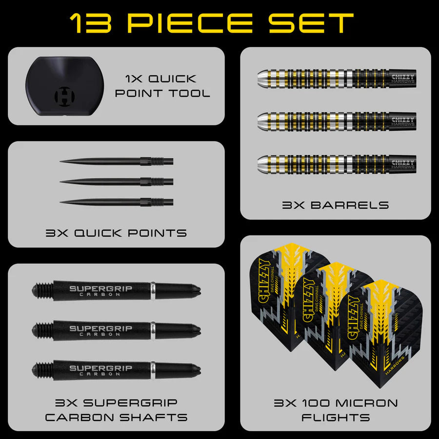 Harrows - Chizzy Dave Chisnall Series 1 QP Quick Point - 90% Tungsten Darts - 21g to 26g