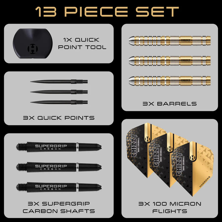 Harrows - Chizzy Series 2 QP Quick Point Dave Chisnall - 90% Tungsten Darts - 21g to 26g