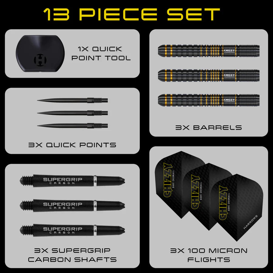 Harrows - Chizzy Series 3 QP Quick Point Dave Chisnall - 90% Tungsten Darts - 21g to 26g