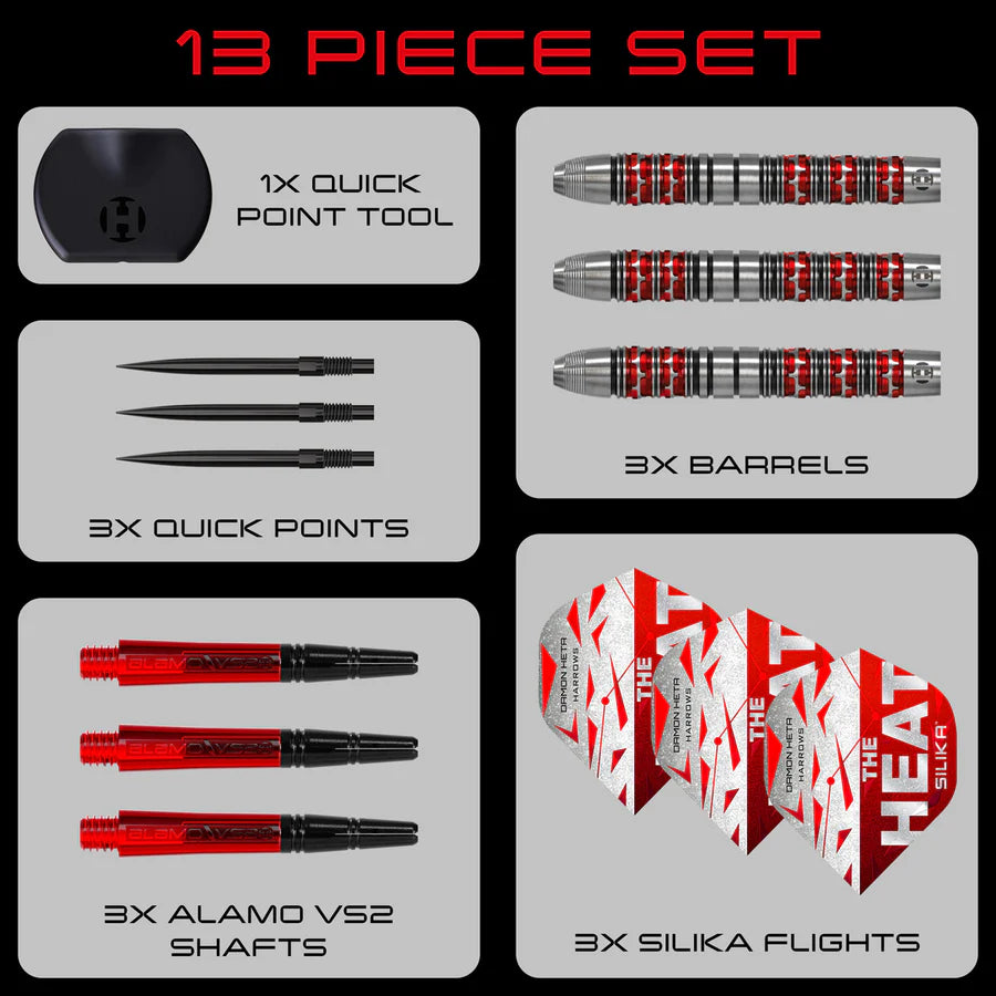 Harrows - Damon Heta Series 3 QP Quick Point The Heat - 90% Tungsten Darts - 21g / 23g / 25g