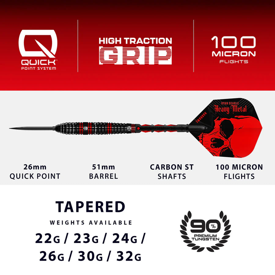 Harrows - Ryan Searle Series 1 QP Quick Point - 90% Tungsten Darts - 22g to 32g