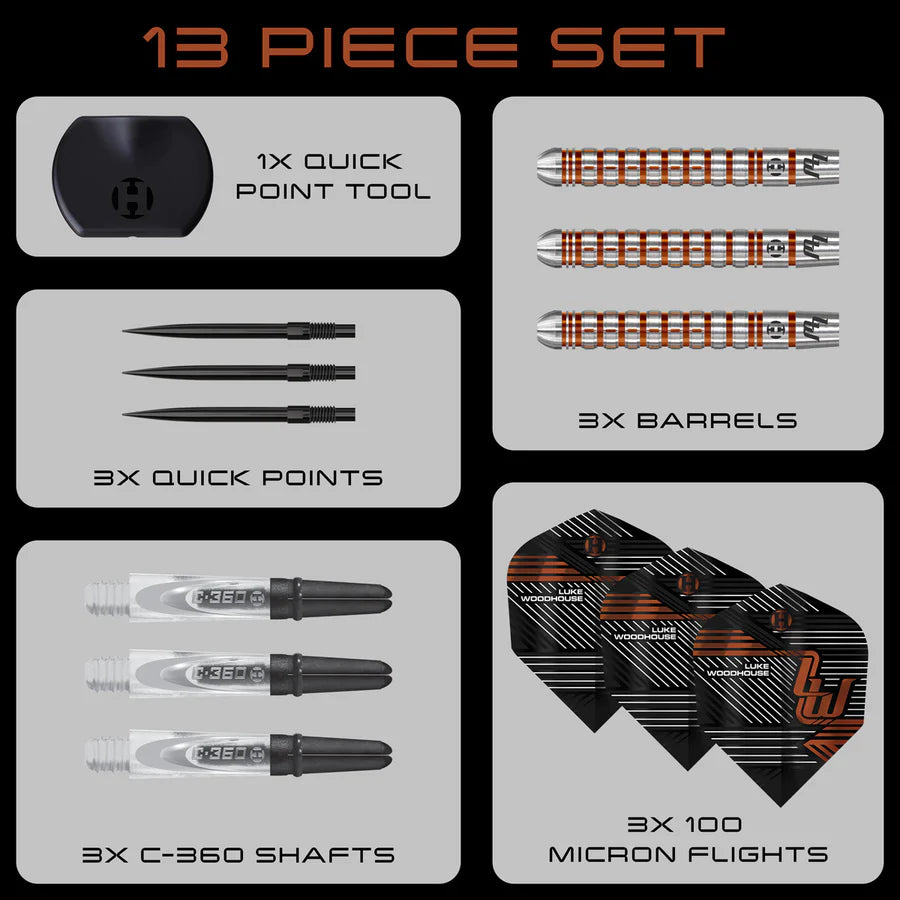 Harrows - Luke Woodhouse Series 2 QP Quick Point - 90% Tungsten Darts - 21g / 23g / 25g