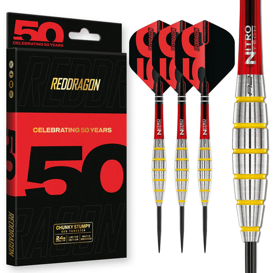 Red Dragon - 50th Anniversary - Chunky Stumpy 3 Darts - 85% Tungsten - 24g