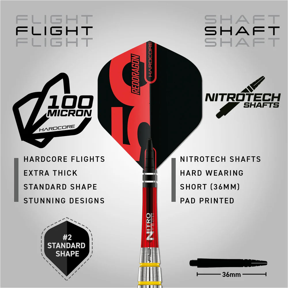 Red Dragon - 50th Anniversary - Chunky Stumpy 3 Darts - 85% Tungsten - 24g