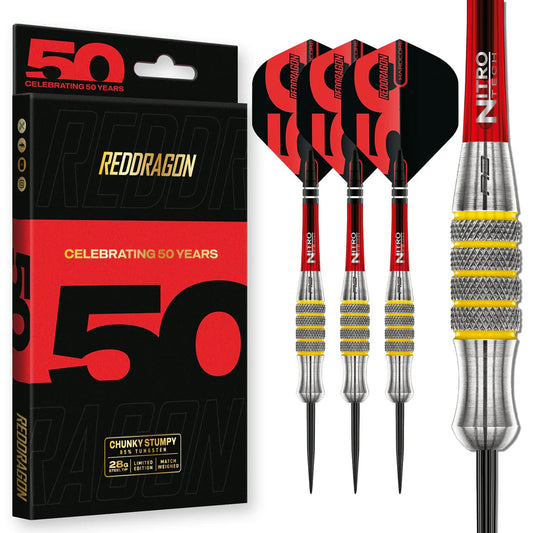 Red Dragon - 50th Anniversary - Chunky Stumpy 7 Darts - 85% Tungsten - 28g