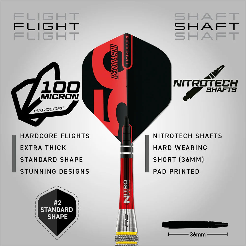 Red Dragon - 50th Anniversary - Chunky Stumpy 7 Darts - 85% Tungsten - 28g