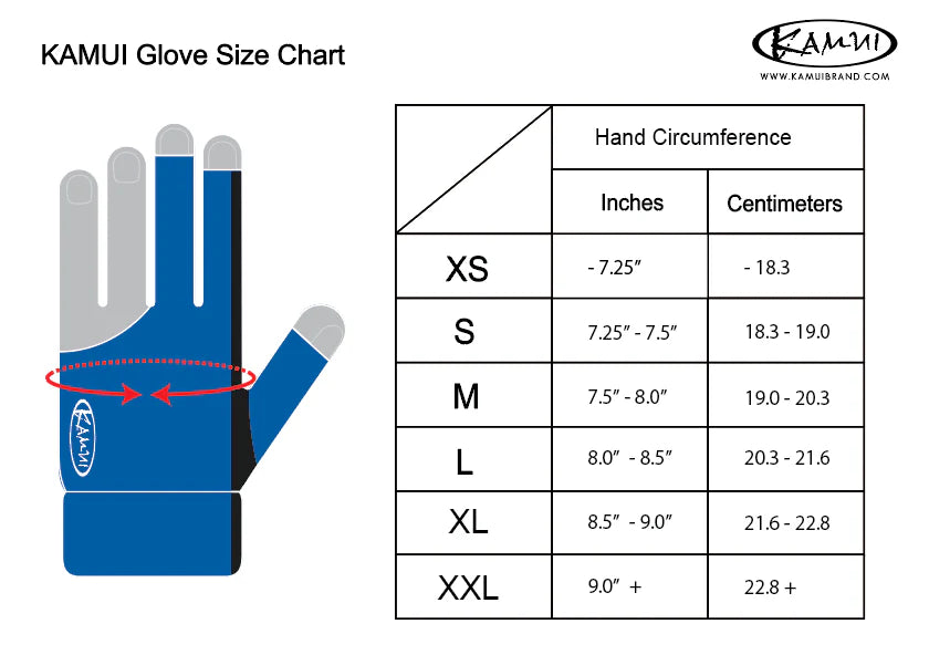 Kamui Pool / Billiard Glove - Black - XS, S, M, L, XL, XXL