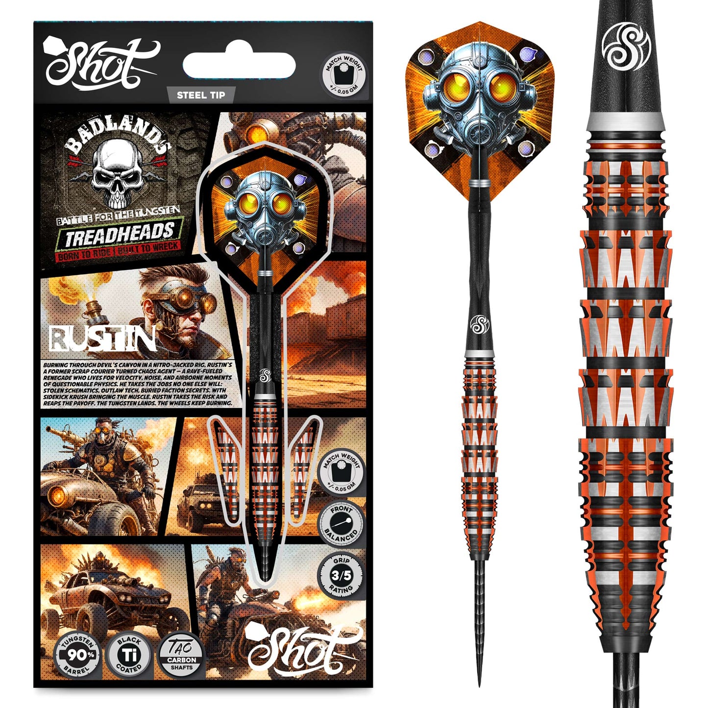 Shot - Badlands - Rustin 90% Tungsten Darts - 23g / 24g / 25g