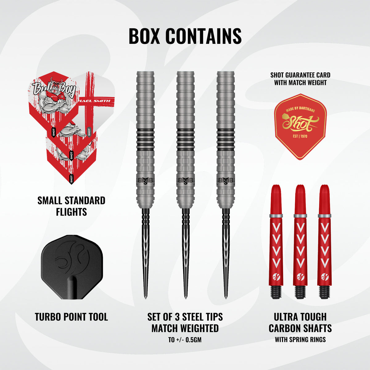 Shot Darts - Michael Smith Series 2 - 90% Tungsten Darts - 22g / 23g / 24g / 25g