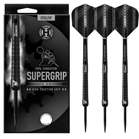 Harrows - Supergrip Black - 90% Tungsten Darts - 21g to 30g
