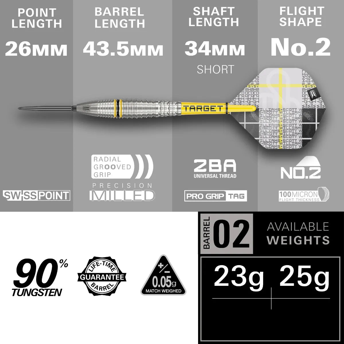 Target - Scott Williams Gen2 Shaggy Darts - 90% Tungsten Darts