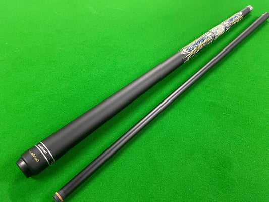 Cuemall Carbon Fibre Pool Cue 13mm 19oz 58” - Tribal Rose White Yellow Blue