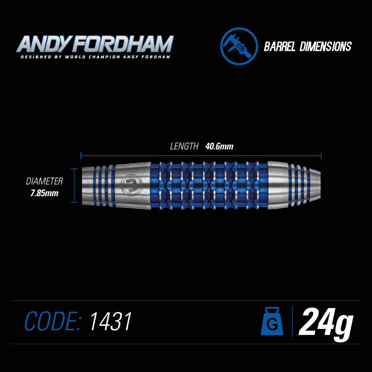 Winmau Andy Fordham S.E. 90% Tungsten Darts - 24g