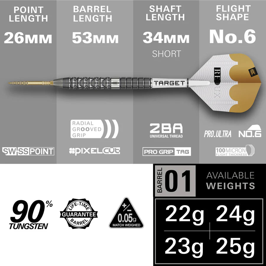Target Darts - Redux 01 Darts - 90% Tungsten Darts