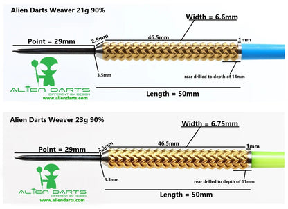 Alien Darts - Weaver Gold - 90% Tungsten Darts - 21g / 23g / 25g / 27g