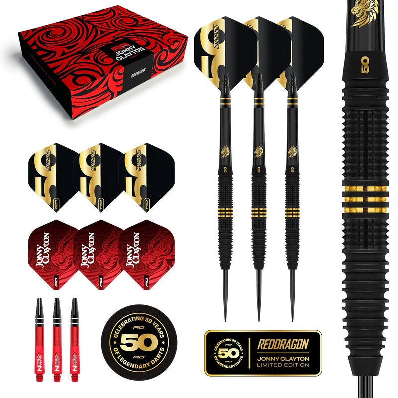 Red Dragon - 22g Jonny Clayton - 50th Anniversary Collectable Box - 90% Tungsten Darts