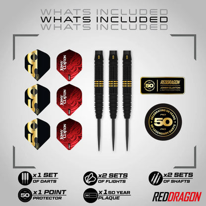 Red Dragon - 22g Jonny Clayton - 50th Anniversary Collectable Box - 90% Tungsten Darts