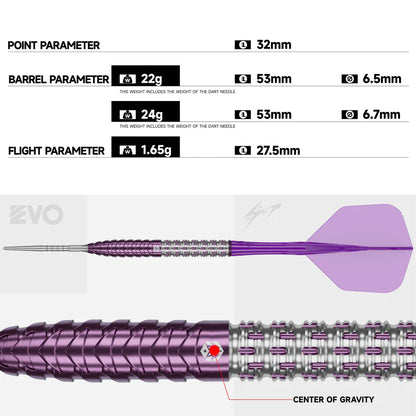 Caliburn Awakening ET Steel Tip 90% Tungsten Darts - EVO Points