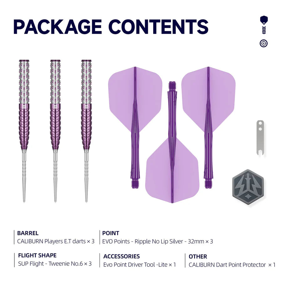 Caliburn Awakening ET Steel Tip 90% Tungsten Darts - EVO Points