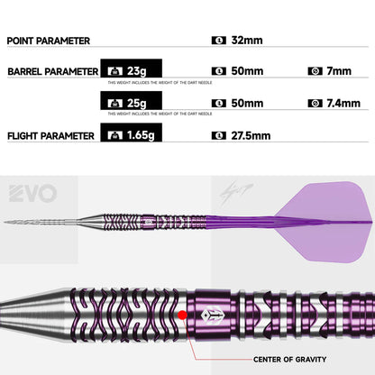 Caliburn Awakening Ivan Steel Tip 90% Tungsten Darts - EVO Points