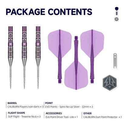 Caliburn Awakening Ivan Steel Tip 90% Tungsten Darts - EVO Points