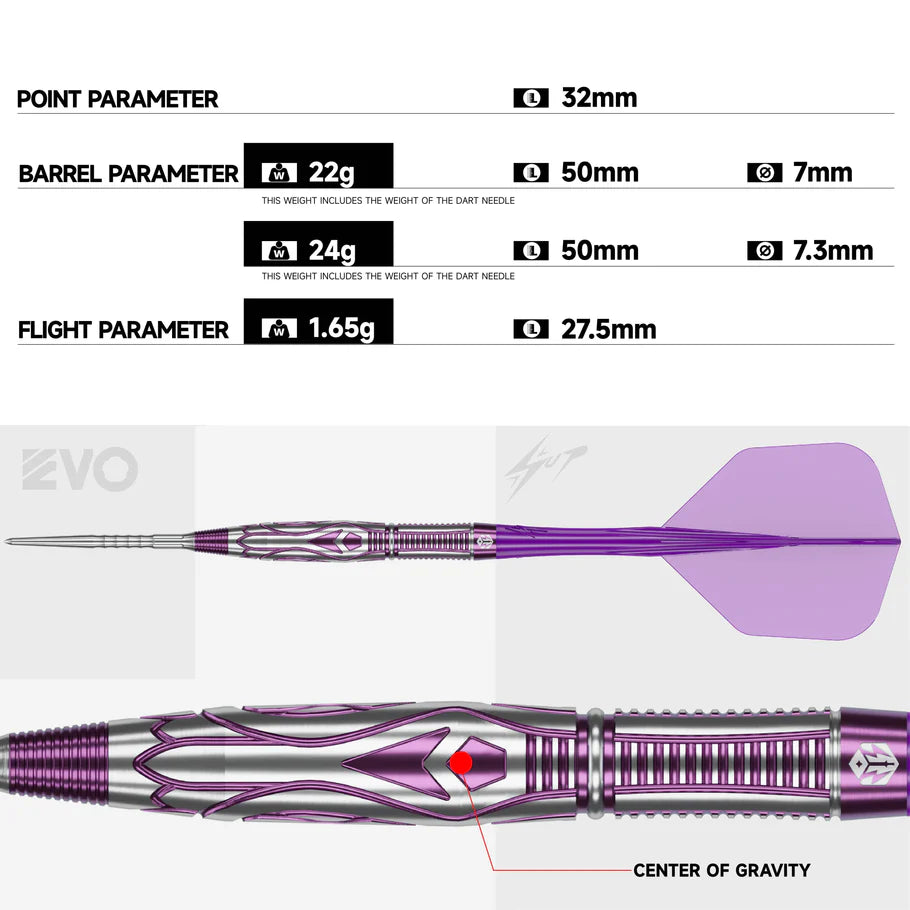 Caliburn Awakening Nicomuse Steel Tip 90% Tungsten Darts - EVO Points