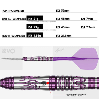 Caliburn Awakening Raine Steel Tip 90% Tungsten Darts - EVO Points