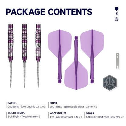 Caliburn Awakening Raine Steel Tip 90% Tungsten Darts - EVO Points