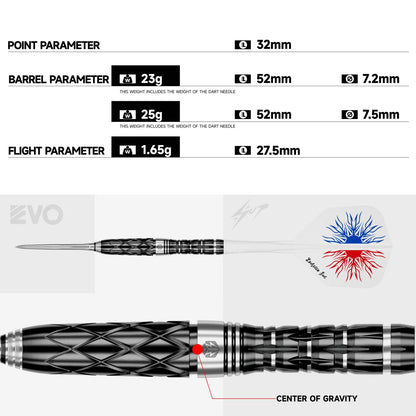 Caliburn - Lourenco Steel Tip Darts - 90% Tungsten Darts - 23g / 25g