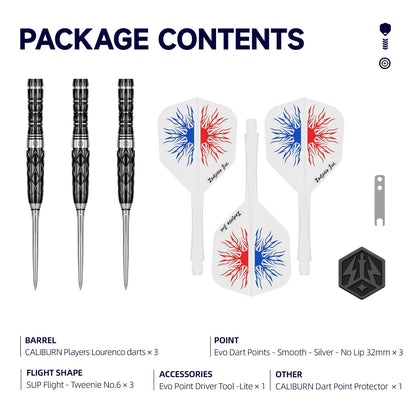 Caliburn - Lourenco Steel Tip Darts - 90% Tungsten Darts - 23g / 25g