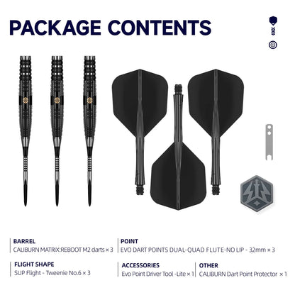 Caliburn - Matrix Reboot M2 Steel Tip Darts - 95% Tungsten Darts - 21g / 23g / 25g