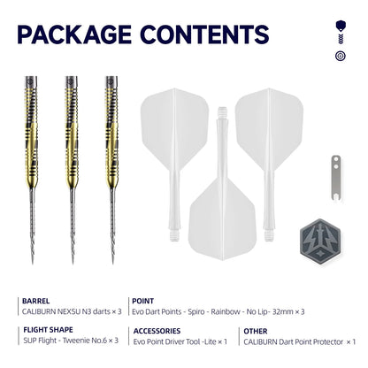 Caliburn - Nexus N3 Steel Tip Darts - 95% Tungsten Darts - 22g / 24g