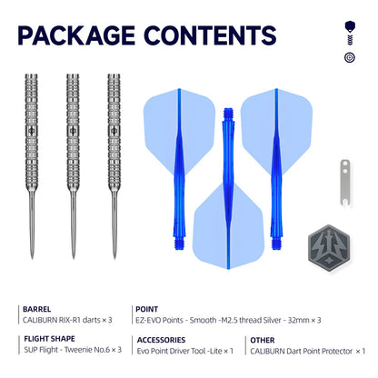 Caliburn Rix R1 Steel Tip 90% Tungsten Darts - EZ-EVO Points