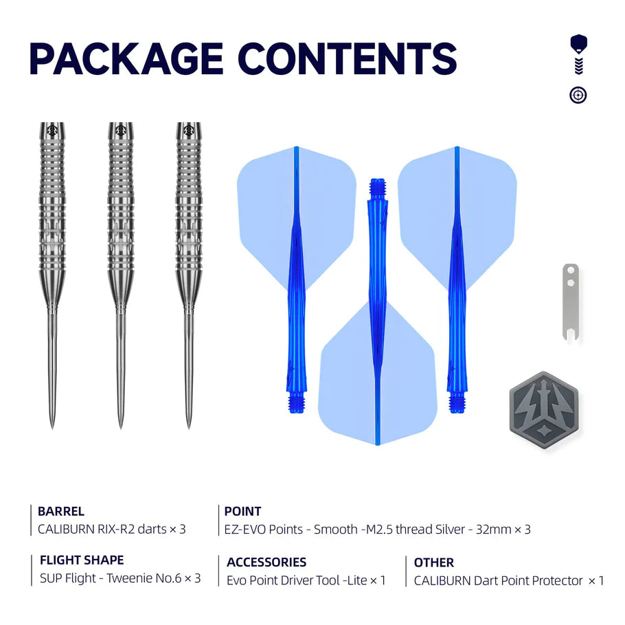 Caliburn Rix R2 Steel Tip 90% Tungsten Darts - EZ-EVO Points