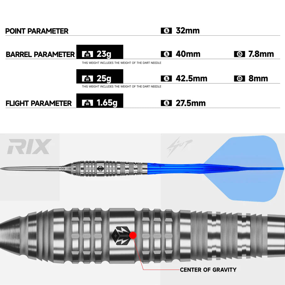Caliburn Rix R3 Steel Tip 90% Tungsten Darts - EZ-EVO Points