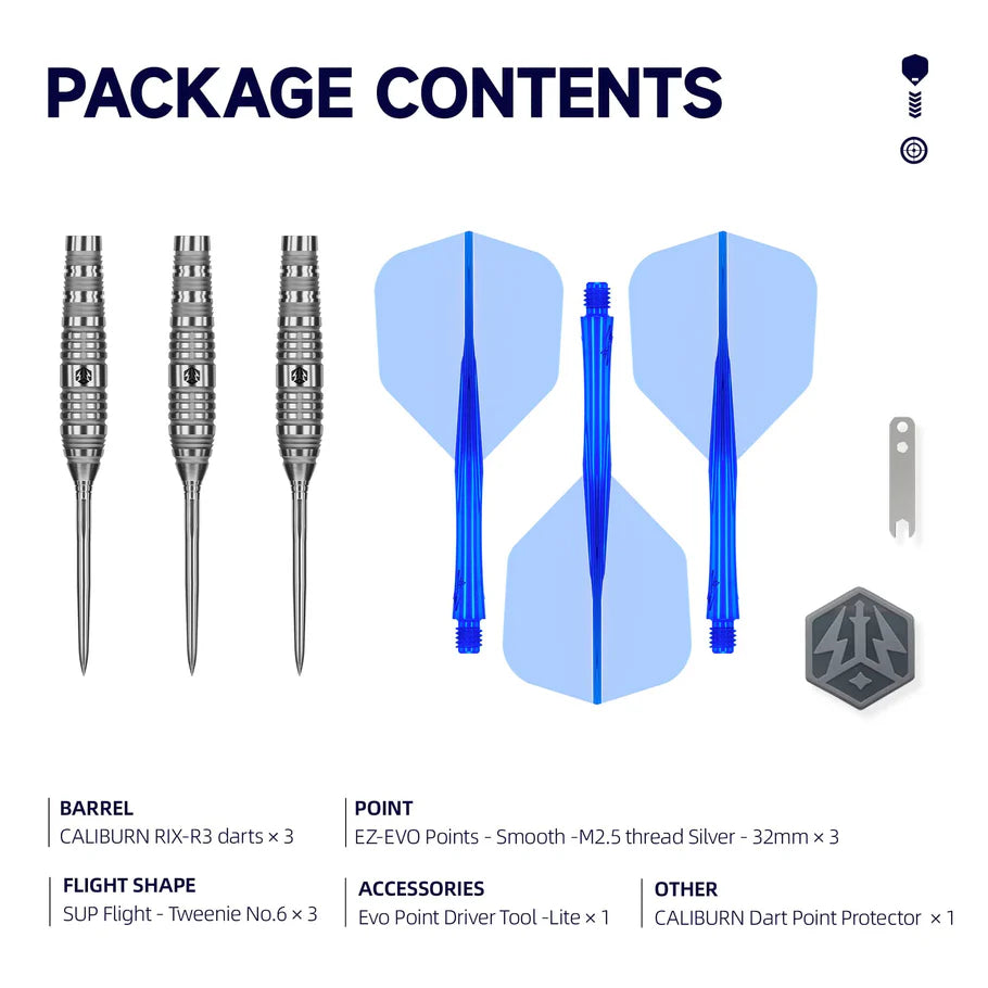 Caliburn Rix R3 Steel Tip 90% Tungsten Darts - EZ-EVO Points