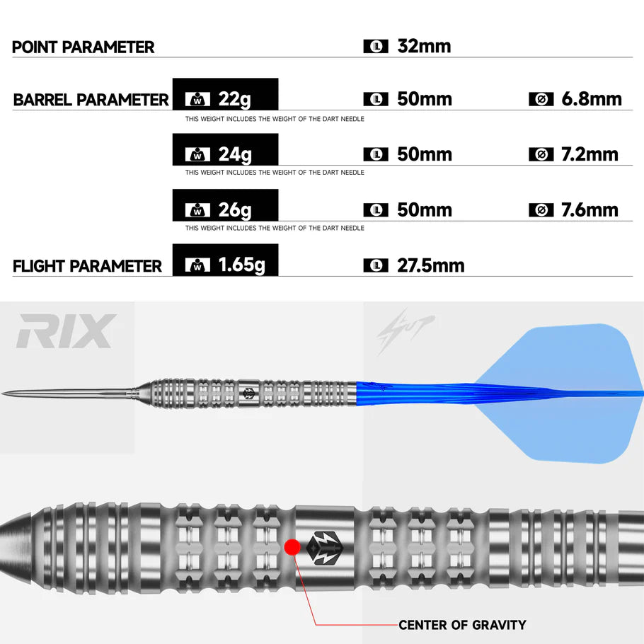 Caliburn Rix R4 Steel Tip 90% Tungsten Darts - EZ-EVO Points