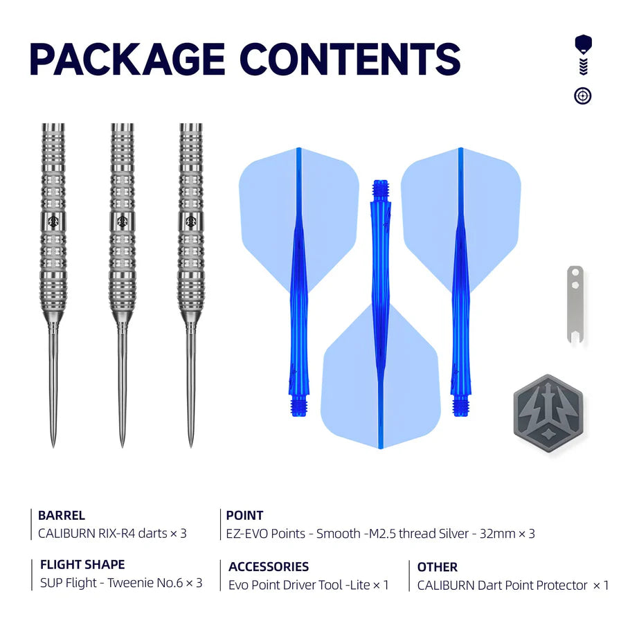 Caliburn Rix R4 Steel Tip 90% Tungsten Darts - EZ-EVO Points