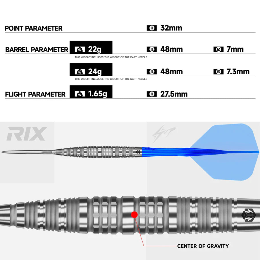 Caliburn Rix R6 Steel Tip 90% Tungsten Darts - EZ-EVO Points