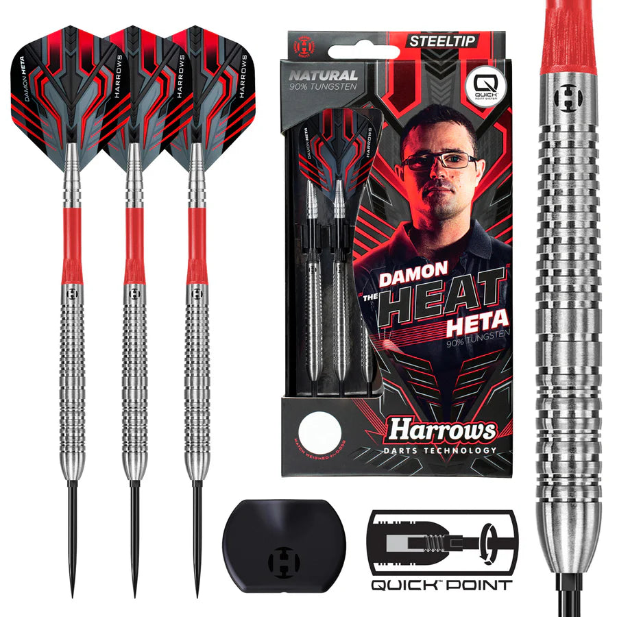 Harrows - Damon Heta Natural The Heat QP Quick Point - 90% Tungsten Darts - 21g / 23g / 25g