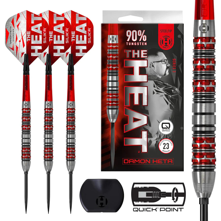 Harrows - Damon Heta Series 3 QP Quick Point The Heat - 90% Tungsten Darts - 21g / 23g / 25g