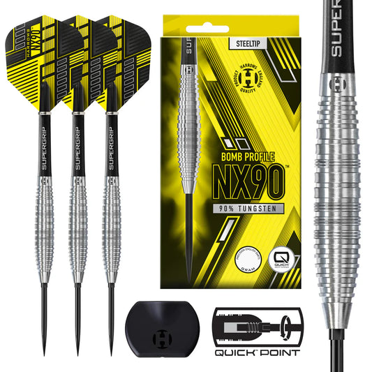 Harrows - NX90 Bomb Profile QP Quick Point - 90% Tungsten Darts - 21g / 23g / 25g