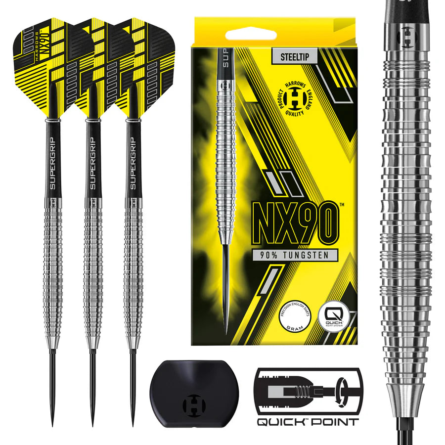 Harrows - NX90 Tapered QP Quick Point - 90% Tungsten Darts - 21g to 26g