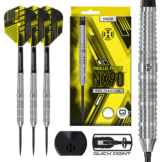 Harrows - NX90 Parallel QP Quick Point- 90% Tungsten Darts - 22g / 23g / 24g / 26g